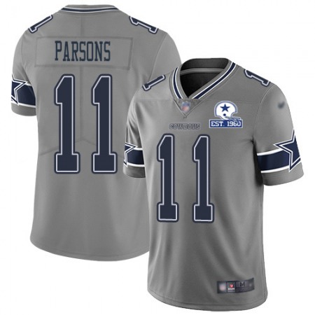 Nike Cowboys #11 Micah Parsons Gray Men's Stitched With Established In 1960 Patch NFL Limited Inverted Legend Jersey