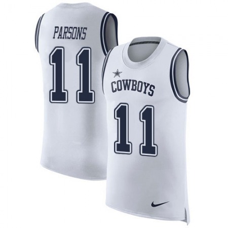 Nike Cowboys #11 Micah Parsons White Men's Stitched NFL Limited Rush Tank Top Jersey