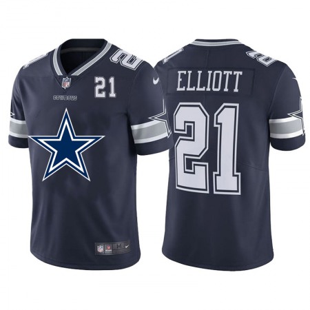 Dallas Cowboys #21 Ezekiel Elliott Navy Blue Men's Nike Big Team Logo Player Vapor Limited NFL Jersey