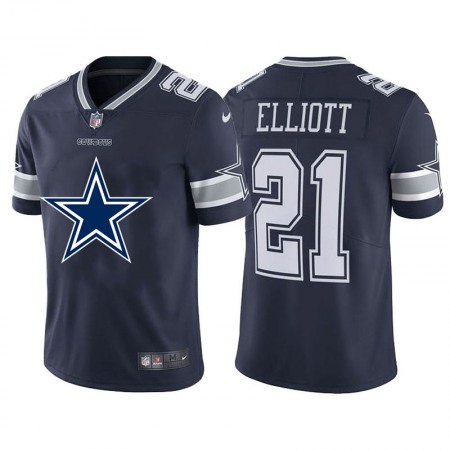 Dallas Cowboys #21 Ezekiel Elliott Navy Blue Men's Nike Big Team Logo Vapor Limited NFL Jersey