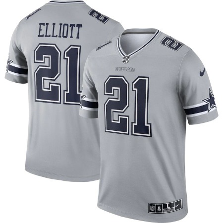 Dallas Cowboys #21 Ezekiel Elliott Nike Men's Gray Inverted Legend Jersey