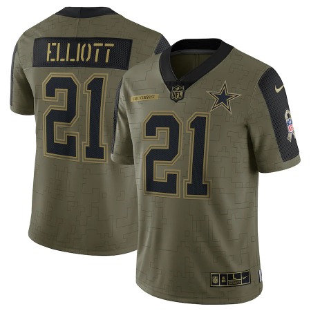 Dallas Cowboys #21 Ezekiel Elliott Olive Nike 2021 Salute To Service Limited Player Jersey