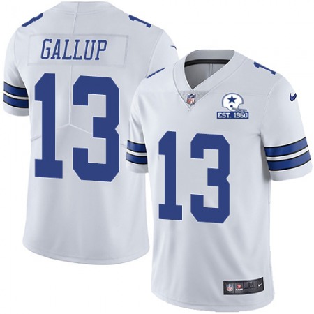 Nike Cowboys #13 Michael Gallup White Men's Stitched With Established In 1960 Patch NFL Vapor Untouchable Limited Jersey