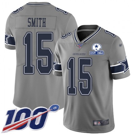 Nike Cowboys #15 Devin Smith Gray Men's Stitched With Established In 1960 Patch NFL Limited Inverted Legend 100th Season Jersey