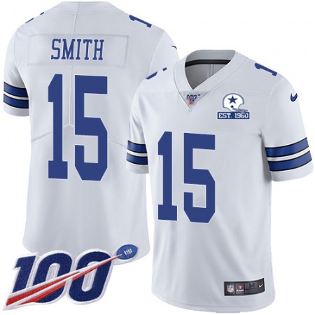 Nike Cowboys #15 Devin Smith White Men's Stitched With Established In 1960 Patch NFL 100th Season Vapor Untouchable Limited Jersey