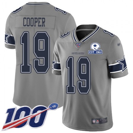 Nike Cowboys #19 Amari Cooper Gray Men's Stitched With Established In 1960 Patch NFL Limited Inverted Legend 100th Season Jersey