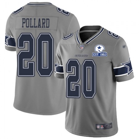 Nike Cowboys #20 Tony Pollard Gray Men's Stitched With Established In 1960 Patch NFL Limited Inverted Legend Jersey