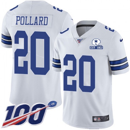 Nike Cowboys #20 Tony Pollard White Men's Stitched With Established In 1960 Patch NFL 100th Season Vapor Untouchable Limited Jersey