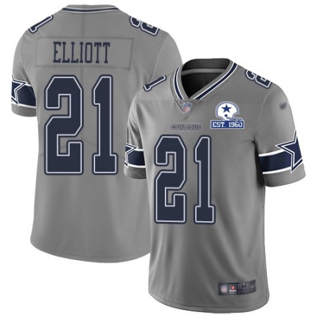 Nike Cowboys #21 Ezekiel Elliott Gray Men's Stitched With Established In 1960 Patch NFL Limited Inverted Legend Jersey