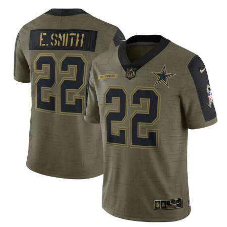 Dallas Cowboys #22 Emmitt Smith Olive Nike 2021 Salute To Service Limited Player Jersey