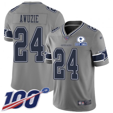 Nike Cowboys #24 Chidobe Awuzie Gray Men's Stitched With Established In 1960 Patch NFL Limited Inverted Legend 100th Season Jersey