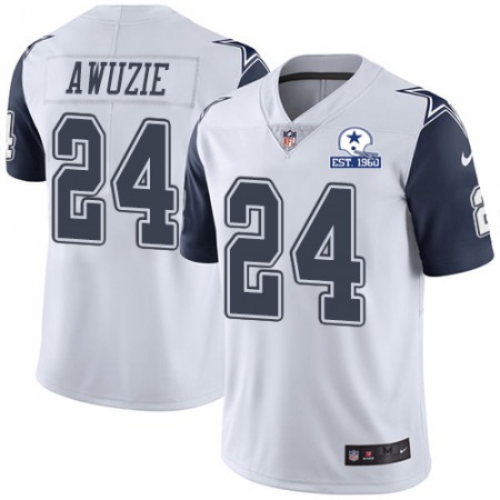 Nike Cowboys #24 Chidobe Awuzie White Men's Stitched With Established In 1960 Patch NFL Limited Rush Jersey