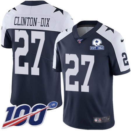 Nike Cowboys #27 Ha Ha Clinton-Dix Navy Blue Thanksgiving Men's Stitched With Established In 1960 Patch NFL 100th Season Vapor Untouchable Limited Throwback Jersey