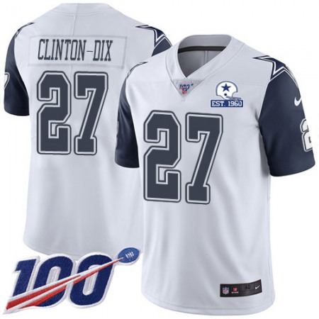 Nike Cowboys #27 Ha Ha Clinton-Dix White Men's Stitched With Established In 1960 Patch NFL Limited Rush 100th Season Jersey