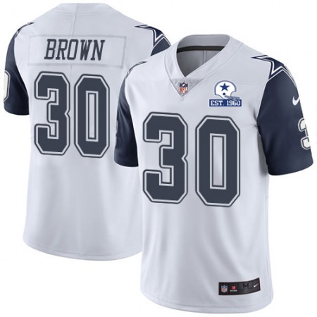Nike Cowboys #30 Anthony Brown White Men's Stitched With Established In 1960 Patch NFL Limited Rush Jersey