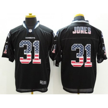 Nike Cowboys #31 Byron Jones Black Men's Stitched NFL Elite USA Flag Fashion Jersey