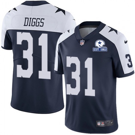 Nike Cowboys #31 Trevon Diggs Navy Blue Thanksgiving Men's Stitched With Established In 1960 Patch NFL Vapor Untouchable Limited Throwback Jersey