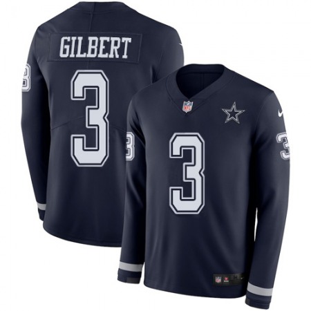 Nike Cowboys #3 Garrett Gilbert Navy Blue Team Color Men's Stitched NFL Limited Therma Long Sleeve Jersey