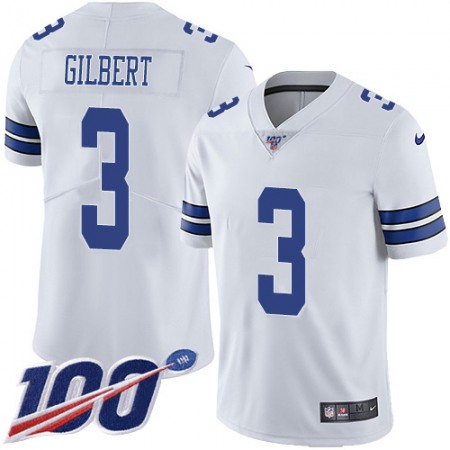Nike Cowboys #3 Garrett Gilbert White Men's Stitched NFL 100th Season Vapor Untouchable Limited Jersey