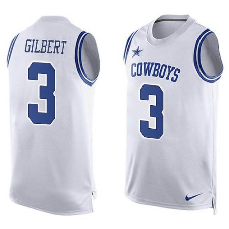 Nike Cowboys #3 Garrett Gilbert White Team Color Men's Stitched NFL Limited Tank Top Jersey
