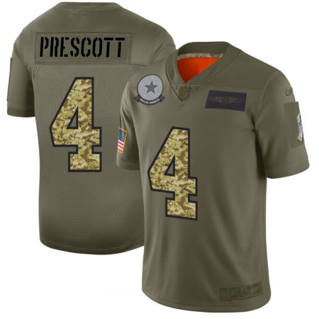 Dallas Cowboys #4 Dak Prescott Men's Nike 2019 Olive Camo Salute To Service Limited NFL Jersey