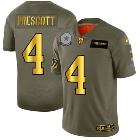 Dallas Cowboys #4 Dak Prescott NFL Men's Nike Olive Gold 2019 Salute to Service Limited Jersey