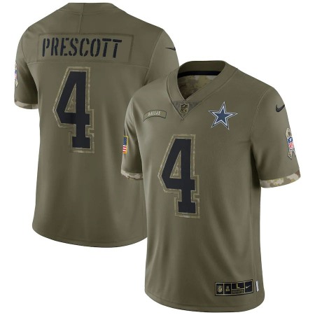 Dallas Cowboys #4 Dak Prescott Nike Men's 2022 Salute To Service Limited Jersey - Olive