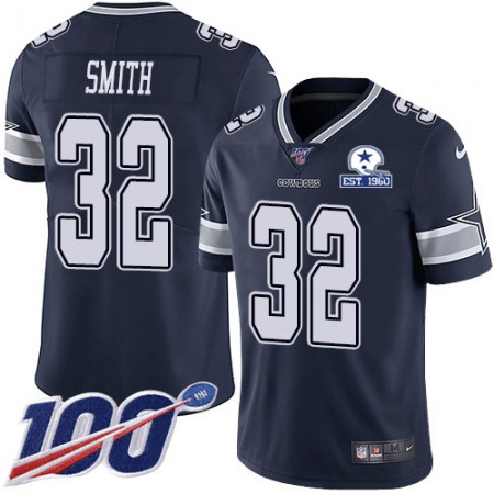 Nike Cowboys #32 Saivion Smith Navy Blue Team Color Men's Stitched With Established In 1960 Patch NFL 100th Season Vapor Untouchable Limited Jersey