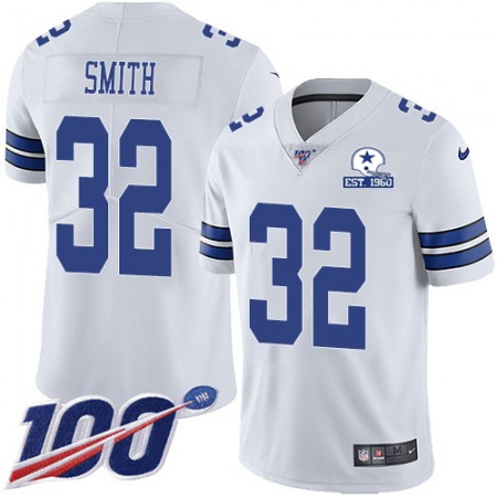 Nike Cowboys #32 Saivion Smith White Men's Stitched With Established In 1960 Patch NFL 100th Season Vapor Untouchable Limited Jersey