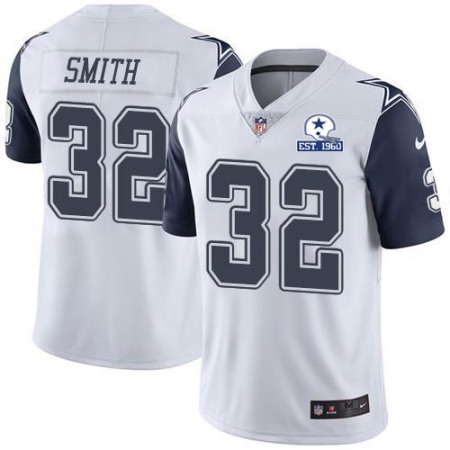 Nike Cowboys #32 Saivion Smith White Men's Stitched With Established In 1960 Patch NFL Limited Rush Jersey