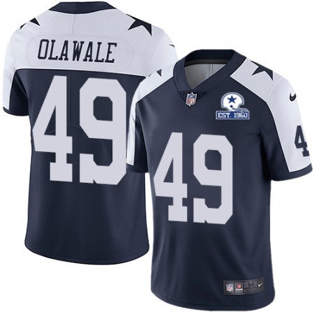 Nike Cowboys #49 Jamize Olawale Navy Blue Thanksgiving Men's Stitched With Established In 1960 Patch NFL Vapor Untouchable Limited Throwback Jersey