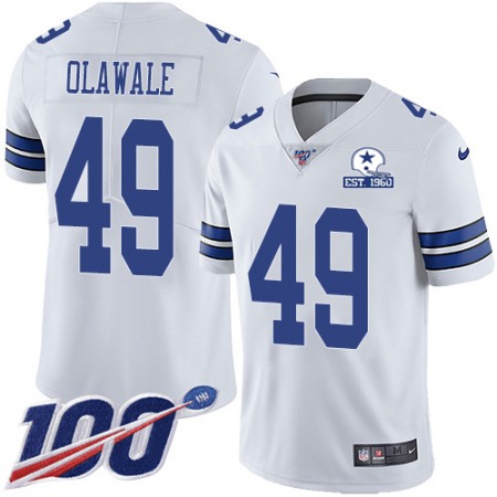 Nike Cowboys #49 Jamize Olawale White Men's Stitched With Established In 1960 Patch NFL 100th Season Vapor Untouchable Limited Jersey