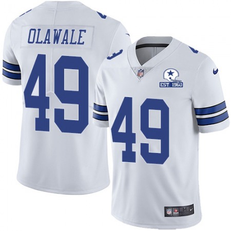 Nike Cowboys #49 Jamize Olawale White Men's Stitched With Established In 1960 Patch NFL Vapor Untouchable Limited Jersey
