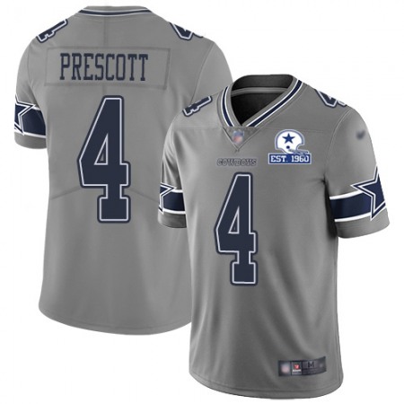 Nike Cowboys #4 Dak Prescott Gray Men's Stitched With Established In 1960 Patch NFL Limited Inverted Legend Jersey