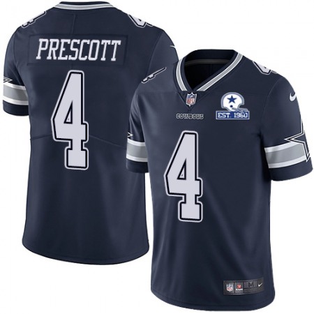 Nike Cowboys #4 Dak Prescott Navy Blue Team Color Men's Stitched With Established In 1960 Patch NFL Vapor Untouchable Limited Jersey