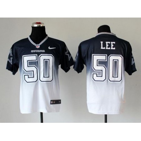 Nike Cowboys #50 Sean Lee Navy Blue/White Men's Stitched NFL Elite Fadeaway Fashion Jersey