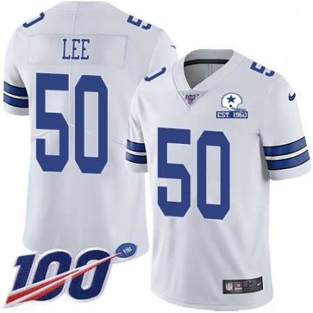 Nike Cowboys #50 Sean Lee White Men's Stitched With Established In 1960 Patch NFL 100th Season Vapor Untouchable Limited Jersey