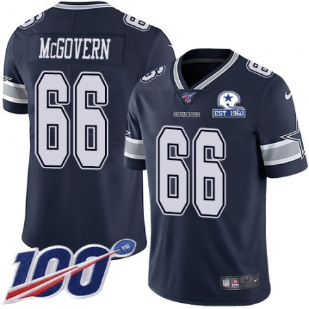 Nike Cowboys #66 Connor McGovern Navy Blue Team Color Men's Stitched With Established In 1960 Patch NFL 100th Season Vapor Untouchable Limited Jersey