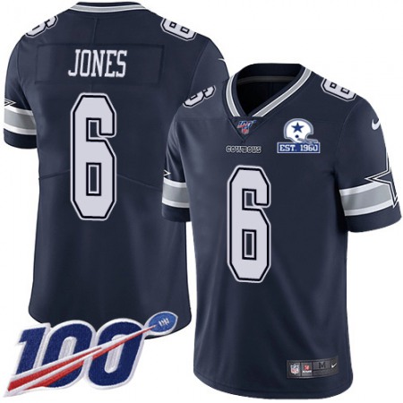 Nike Cowboys #6 Chris Jones Navy Blue Team Color Men's Stitched With Established In 1960 Patch NFL 100th Season Vapor Untouchable Limited Jersey