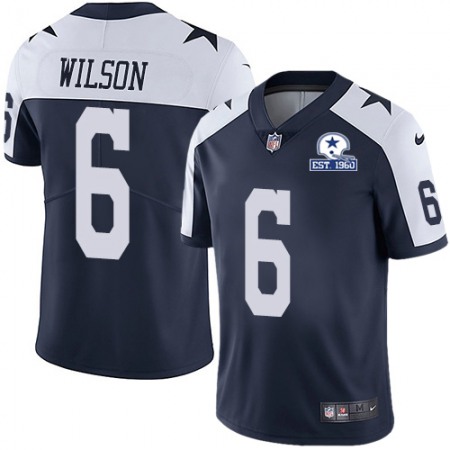 Nike Cowboys #6 Donovan Wilson Navy Blue Thanksgiving Men's Stitched With Established In 1960 Patch NFL Vapor Untouchable Limited Throwback Jersey