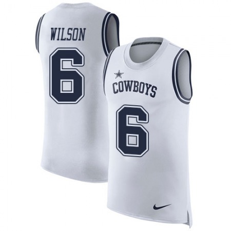 Nike Cowboys #6 Donovan Wilson White Men's Stitched NFL Limited Rush Tank Top Jersey