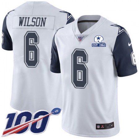 Nike Cowboys #6 Donovan Wilson White Men's Stitched With Established In 1960 Patch NFL Limited Rush 100th Season Jersey