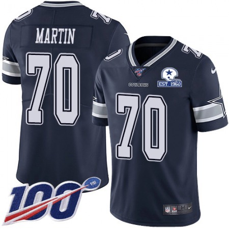 Nike Cowboys #70 Zack Martin Navy Blue Team Color Men's Stitched With Established In 1960 Patch NFL 100th Season Vapor Untouchable Limited Jersey