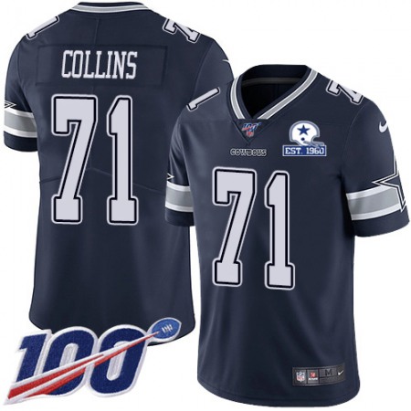 Nike Cowboys #71 La'el Collins Navy Blue Team Color Men's Stitched With Established In 1960 Patch NFL 100th Season Vapor Untouchable Limited Jersey