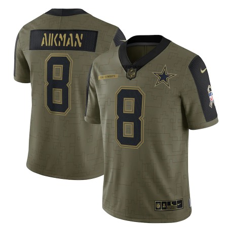 Dallas Cowboys #8 Troy Aikman Olive Nike 2021 Salute To Service Limited Player Jersey