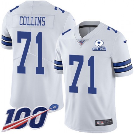 Nike Cowboys #71 La'el Collins White Men's Stitched With Established In 1960 Patch NFL 100th Season Vapor Untouchable Limited Jersey