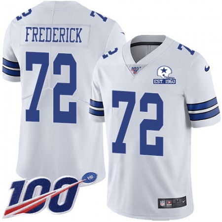 Nike Cowboys #72 Travis Frederick White Men's Stitched With Established In 1960 Patch NFL 100th Season Vapor Untouchable Limited Jersey