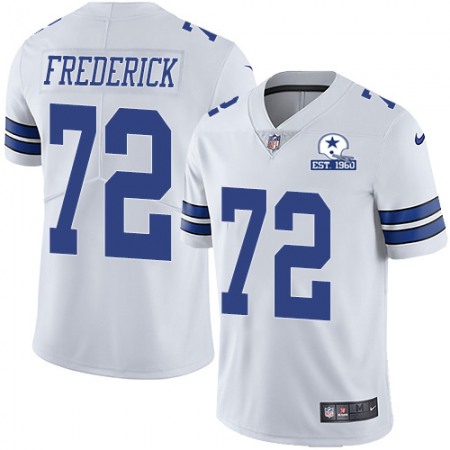 Nike Cowboys #72 Travis Frederick White Men's Stitched With Established In 1960 Patch NFL Vapor Untouchable Limited Jersey