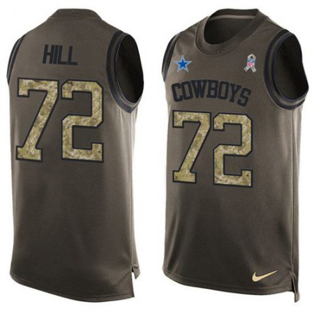 Nike Cowboys #72 Trysten Hill Green Men's Stitched NFL Limited Salute To Service Tank Top Jersey