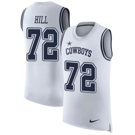 Nike Cowboys #72 Trysten Hill White Men's Stitched NFL Limited Rush Tank Top Jersey